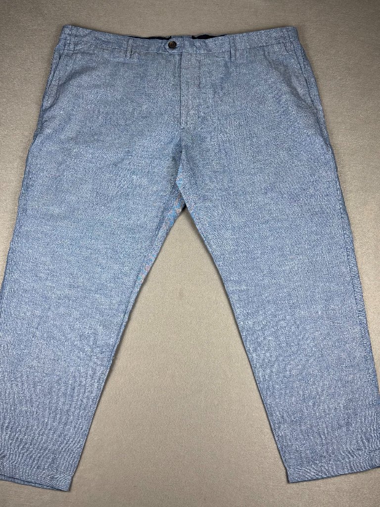 Proper Cloth Chambray Linen Cotton Blend Slim Chino Pants 45x28 Blue Custom Made